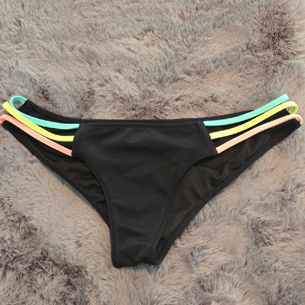 Victoria's Secret Black and Green Bikini with Strappy Design